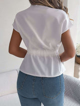 Button-Up Blouse with Waist Tie image 5