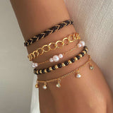 Stylish Multi-Layered Bracelets - Free Size, Gold image
