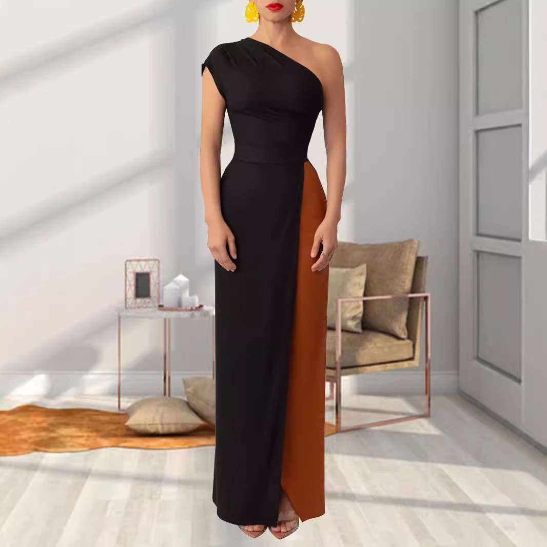 Elegant Two-Tone One-Shoulder Evening Gown image 2