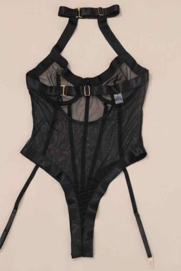 Sexy Halter Neck Mesh Bodysuit Lingerie Intimates image 5
