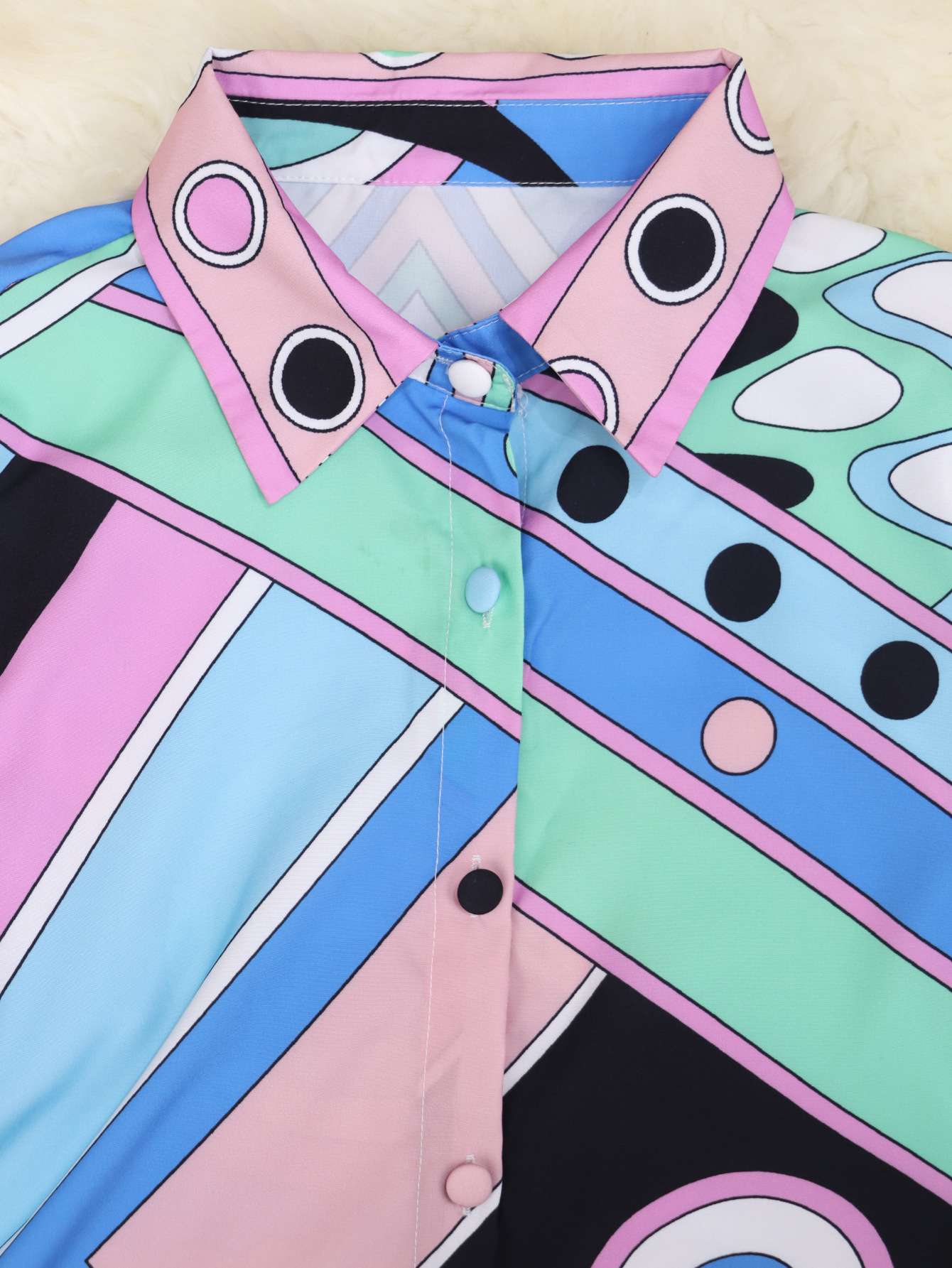 Printed Casual Long-sleeve Shirt and Maxi Skirt Set image 5