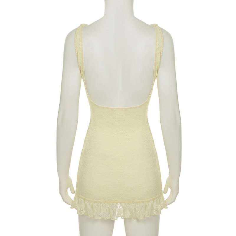 Elegant Lace Yellow Mini Dress image 4