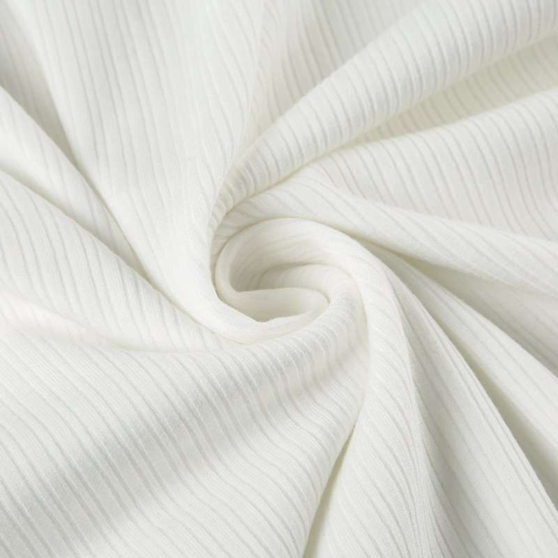 White Ribbed Fitted Crop Top image 4