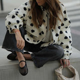 White Heart Pattern Casual Jacket - XL, Multi White image