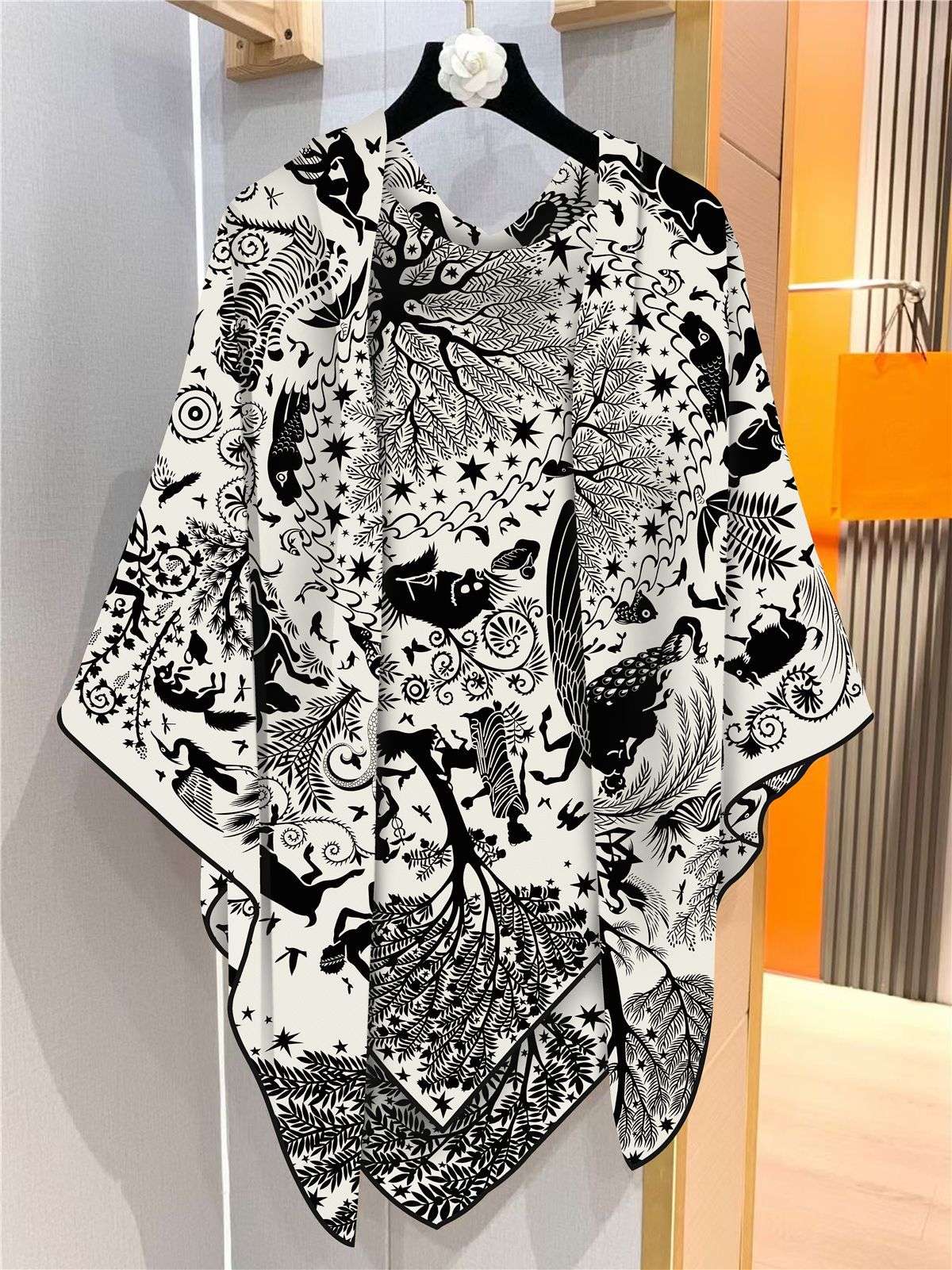 Elegant Zodiac-Inspired Scarf - Free Size, Multi Black image