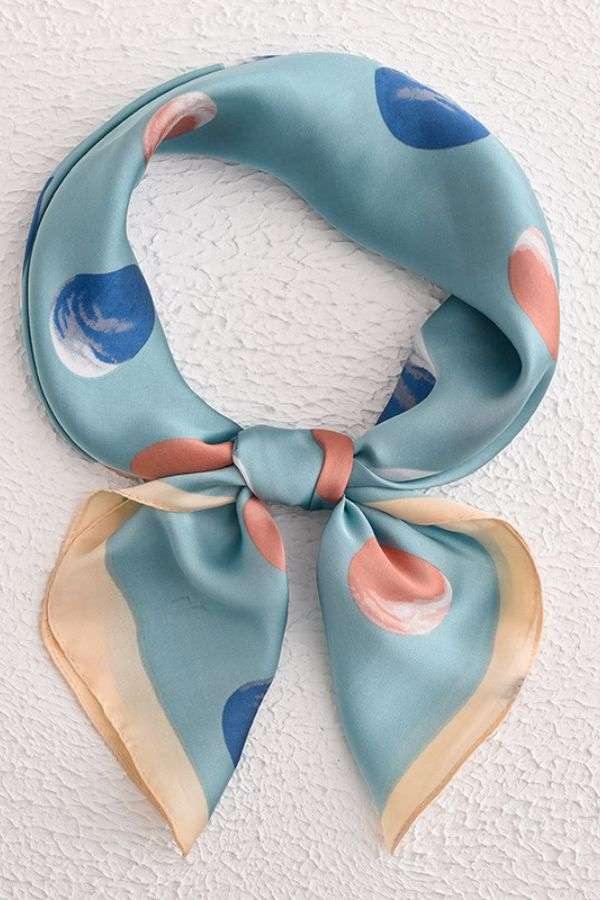 Pastel Polka Dot Scarf - Free Size, Blue image
