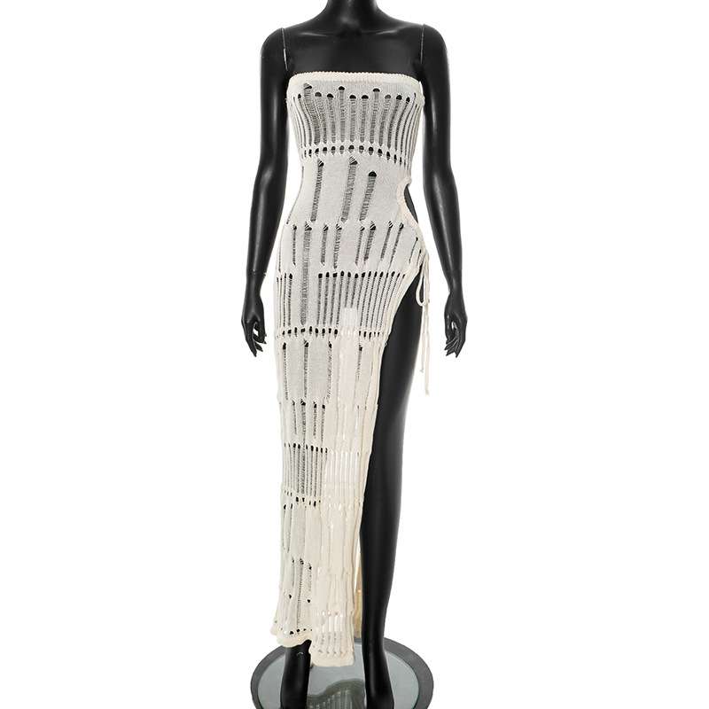 Elegant Crochet Cut-Out Side Slit Maxi Dress image 3