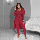 Fashion Solid Three-piece Suit - L, Maroon image