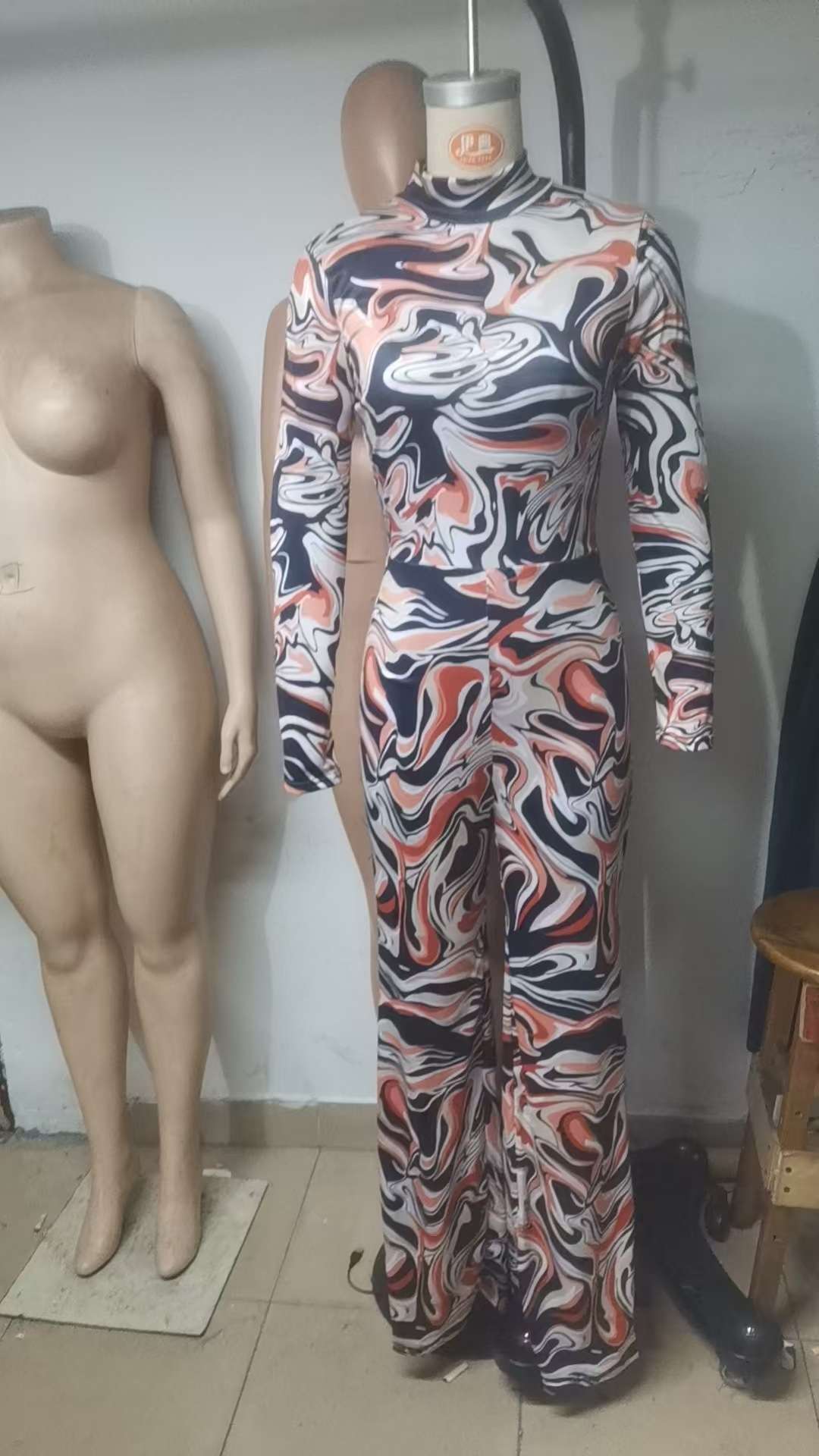 Marble Print Long Sleeve Jumpsuit image 3