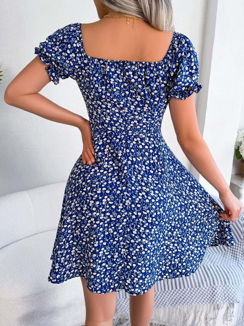 Floral Puff Sleeve A-Line Mini Dress image 5