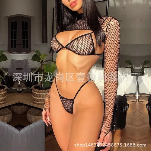 Sexy Net Swimwear Bikini 3pcs Set image 3