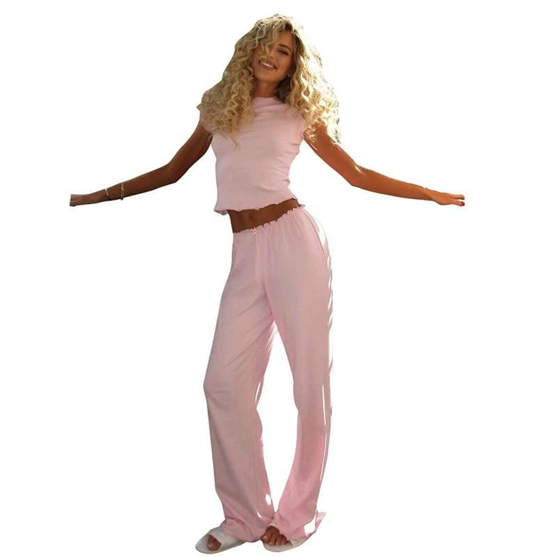 Crop Top & Wide-Leg Pants Lounge Set image 2