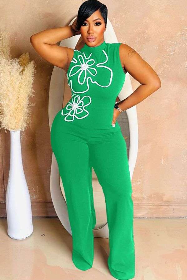 Sleeveless Floral Embroidered Jumpsuit image 0