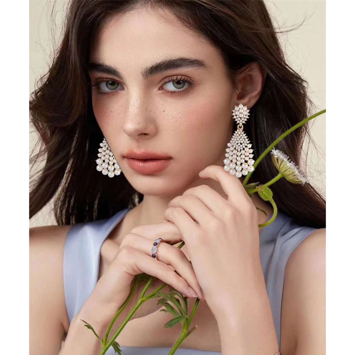 Tear Drop Pearl Dangle Earrings image 0