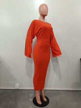 Long Sleeve Solid Pit Hip Dress image 7