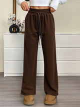 Brown Drawstring Casual Pants image 3