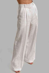Minimalistic Cotton Wide Leg Pants Button Down Vest Set image 5