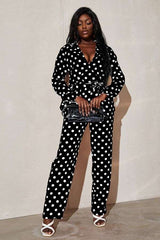 Casual Polka Dot Lace-up  Jumpsuit - S, Black image