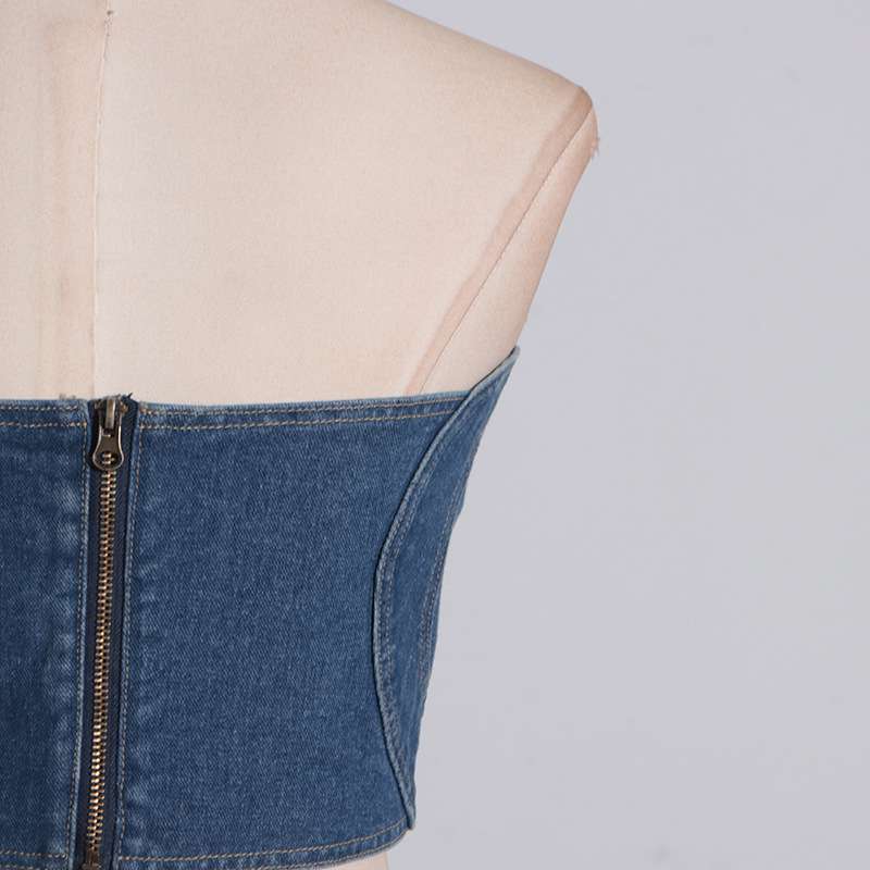 Patchwork Denim Heart Bandeau Top image 5