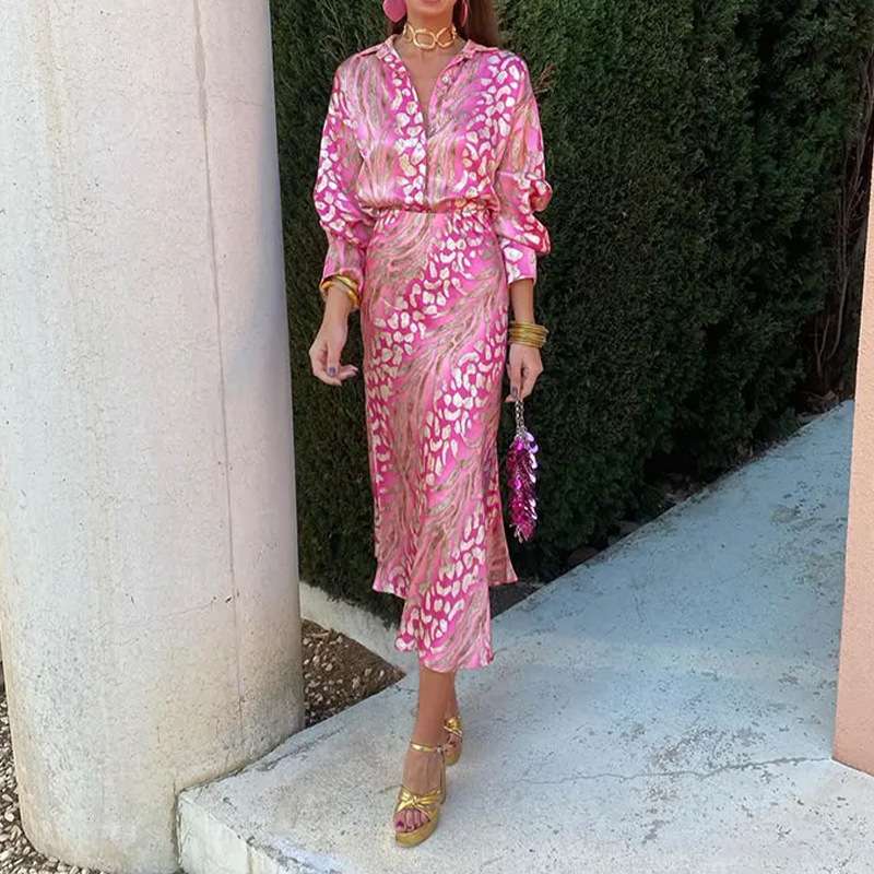 Animal Print Shirt and Skirt Set - L, Pink image