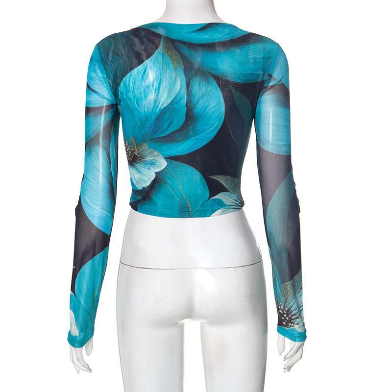 Floral Long Sleeve Crop Top image 6