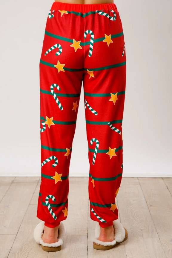 Festive Candy Cane & Star Christmas Pajama Set image 7