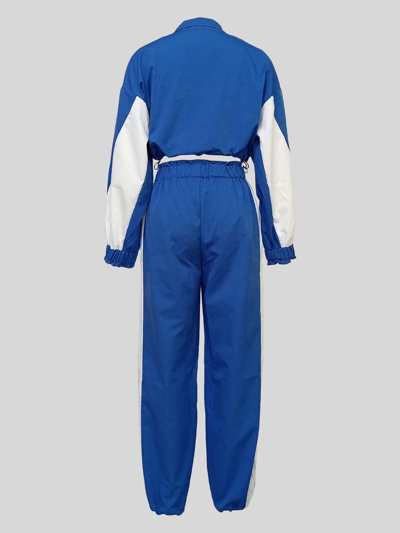 Casual Patchwork Zipper Cropped Tracksuits Set image 4