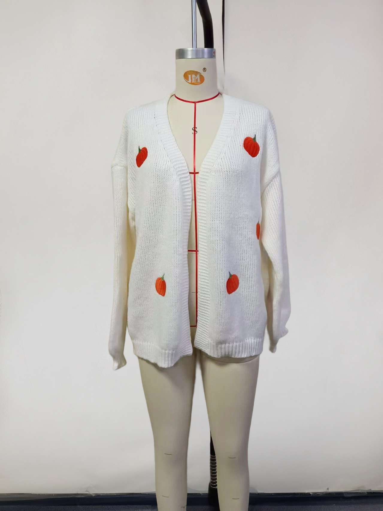 Autumn Pumpkin Print Knit Cardigan image 3