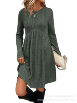 Ribbed Long Sleeve A-Line Dress image 6