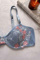 Sexy Lace Floral Embroidery Bra Underwear Two Piece Set image 4