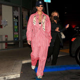 Striped Oversized Shirt & Pants Set - S, Rose image