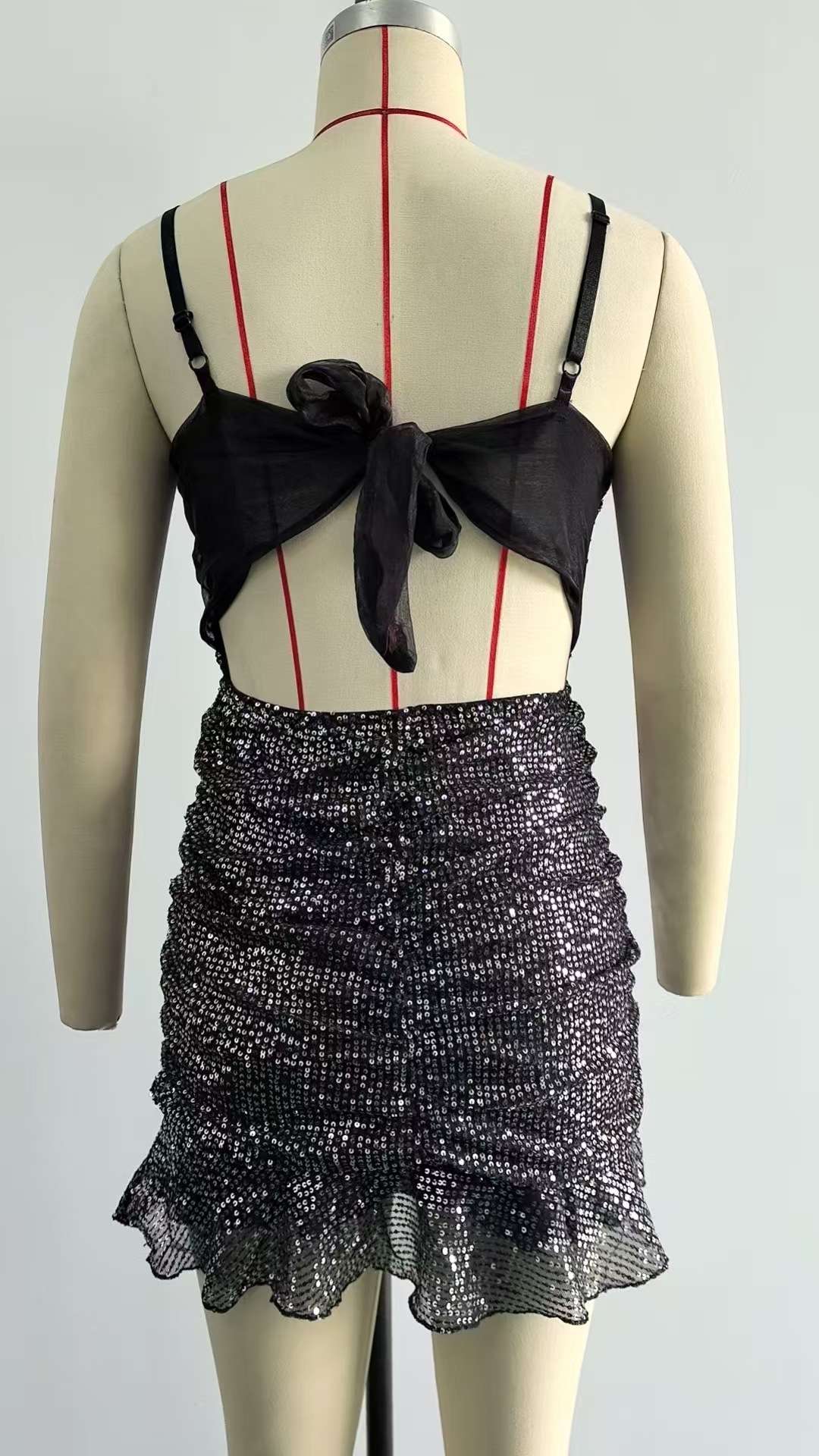 Sparkling Sequin Mini Dress with Ruffled Hem image 3