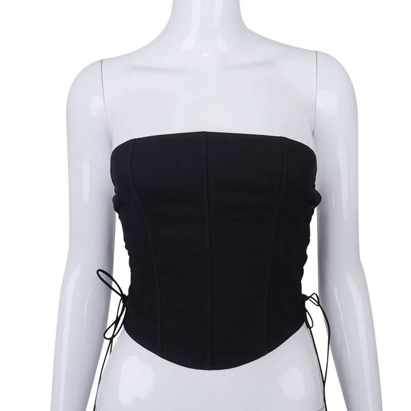 Black Strapless Corset Top image 2