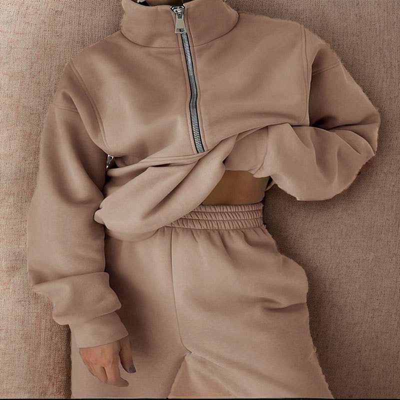 Fashion Sweatshirt & Long Pants Sets - L, Beige image