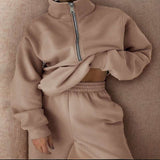 Fashion Sweatshirt & Long Pants Sets - L, Beige image
