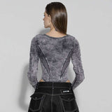 Futuristic Grey Zip-Up Bodysuit Top image 4