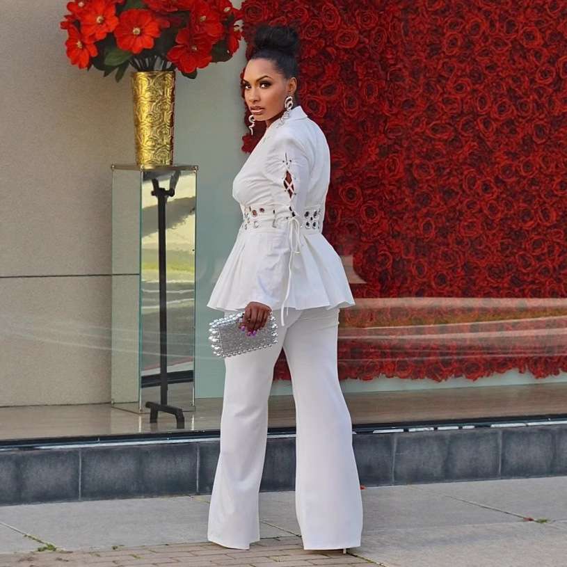 Peplum Suit Set with Cut-Out Details image 3