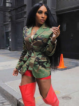 Casual Camuflague Coat With Belt Cardigan Jacket image 0