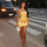 Sunset Butterfly Print Strapless Mini Dress image 1