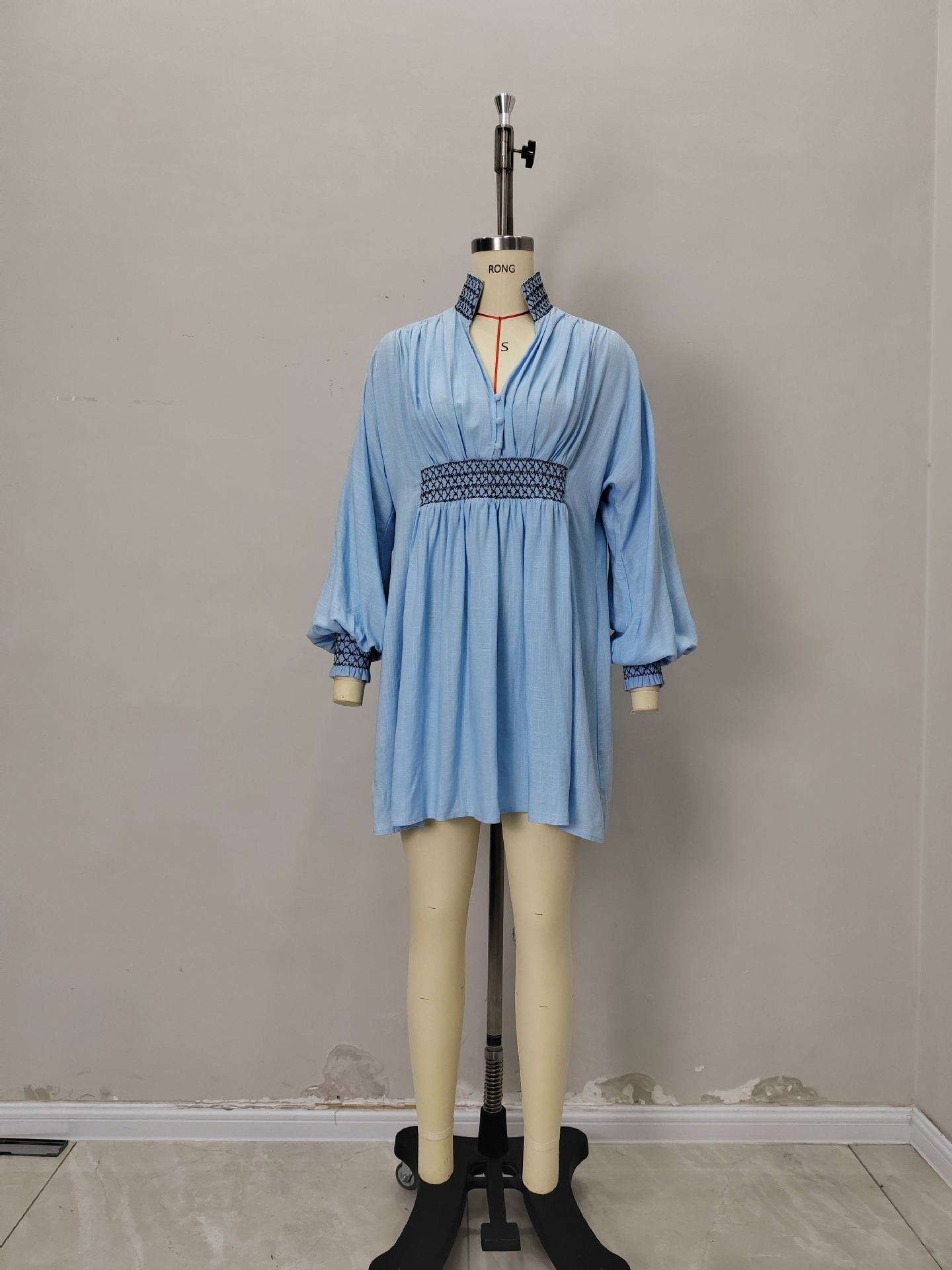 Tunic Dress with Smocked Waist &amp; Cuffed Sleeves image 5