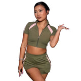 Zip-Up Activewear Set - L, Army Green image