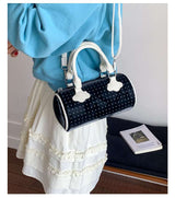 حقيبة كروسبودي أسطوانية منقطة