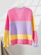 Colorful Block Stripe Knit Cardigan image 5