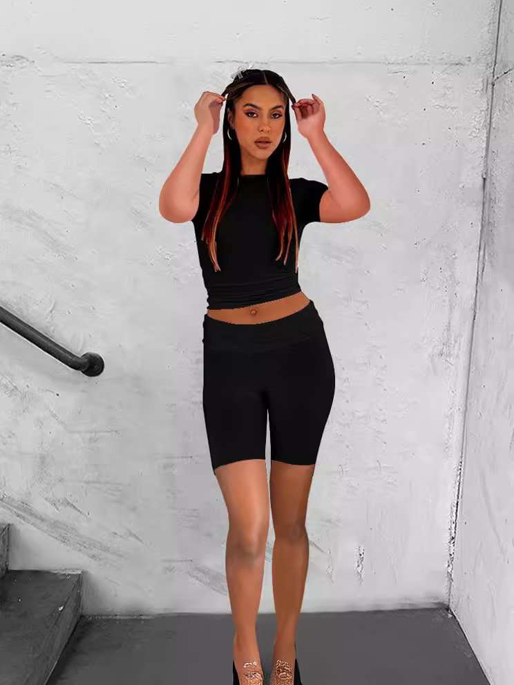 Casual Chic Two-Piece Set - M, Black image