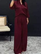 Elegant Wide-Leg Pants and Blouse Set image 0