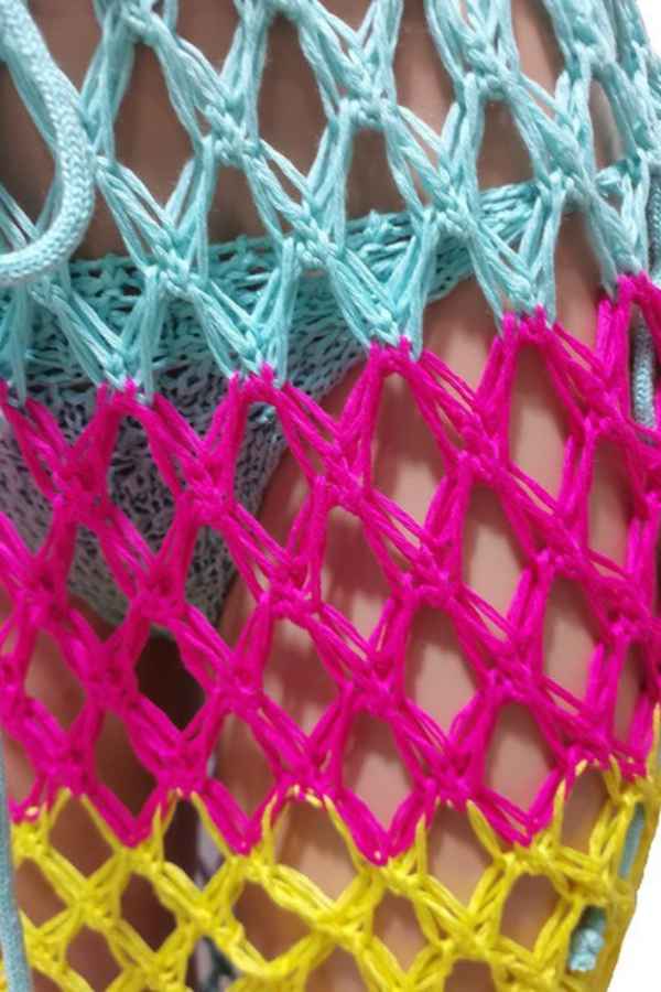 Sexy Multicolor CrochetKnit Bikini Three Piece Swimwear image 6