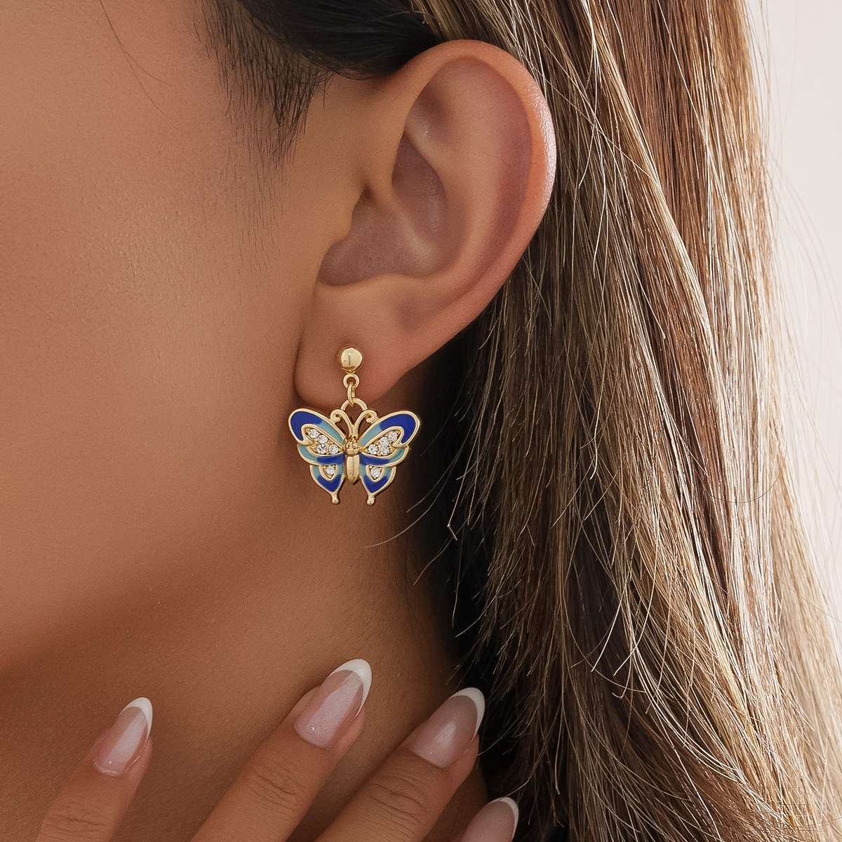 Butterfly Enamel Drop Earrings image 2
