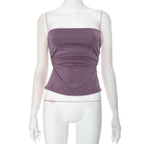 Strapless Ruched Crop Top - S, Purple image