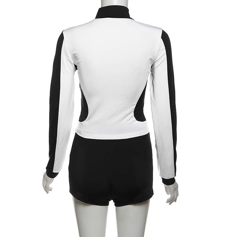 Stand Collar Fitness Sports Top and Shorts Set image 4