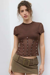 Sheer Mesh Top with Detailing image 0